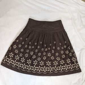 Tokyo Brown Floral A-line Skirt Size M